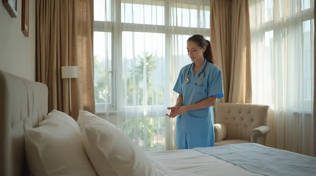 Nurse checking if room is in order