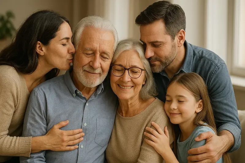 Multi-generational family showing love and care