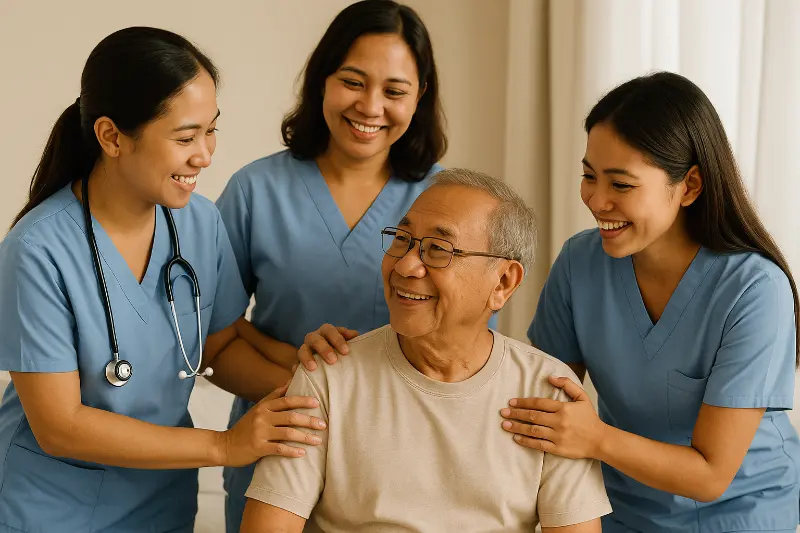 Filipino nurses providing compassionate care