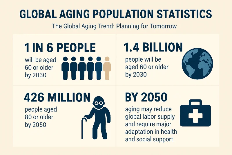 Global aging population statistics