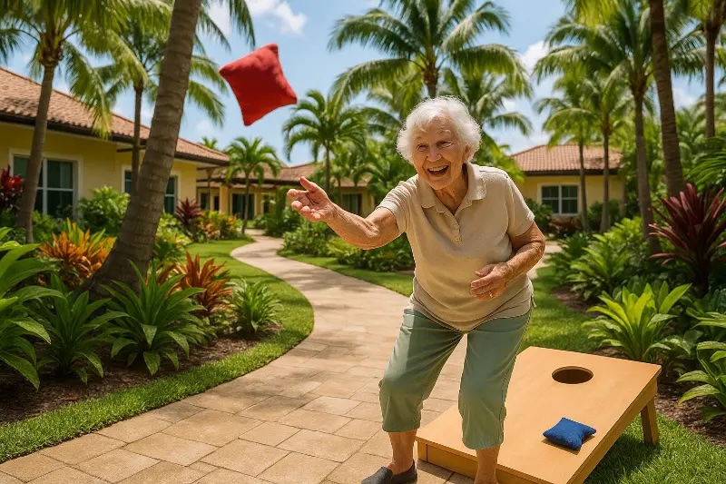 Resident enjoying outdoor activities in tropical setting