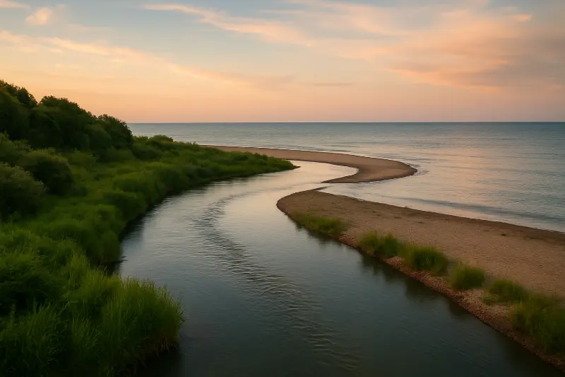 River flowing peacefully to the sea