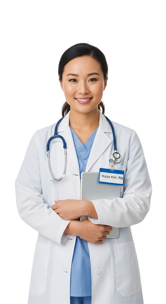 Professional nurse ready to assist with your consultation